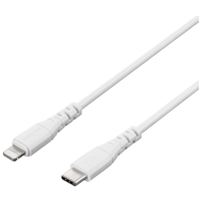 BUFFALO　USB2.0　Type-C　-　Lightning　PD対応ケーブル　1.5m　ホワイト