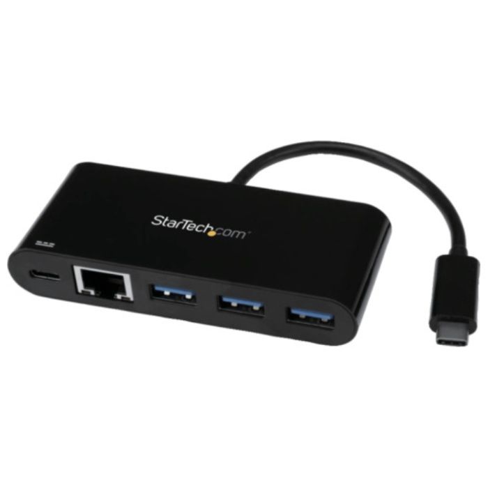 StarTech　USBハブ/Type-C/3ポート　Type-A/イーサネット/LANポート/60W　USB　PD/バスパワー/ブラック