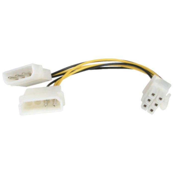 StarTech　PC電源ケーブル/LP4　-　PCIe電源変換/15cm/4　-　6ピン/オス-オス