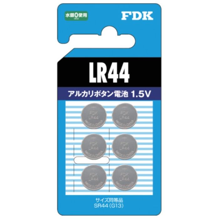 FDK　アルカリボタン電池　LR44　(6個入)
