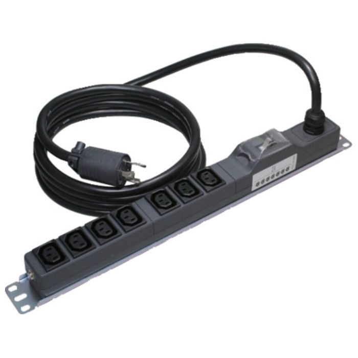 明工　19インチラック用　安全ブレーカー付　200V　コンセント　(C13×7)　L6-20プラグ付　(VCT)　3m