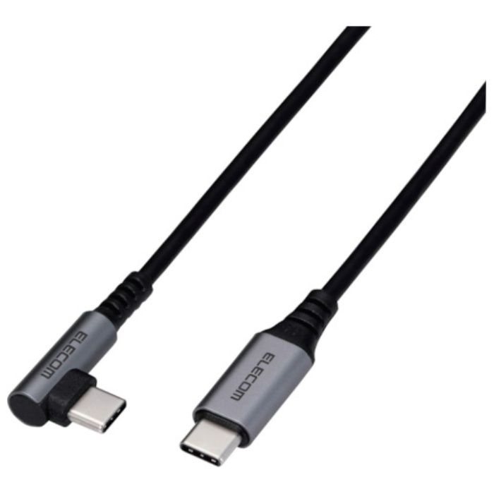 ELECOM　USB(C-C)ケーブル　スマホ用　PD対応　L字コネクタ　抗菌・抗ウイルス　1.2m　ブラック