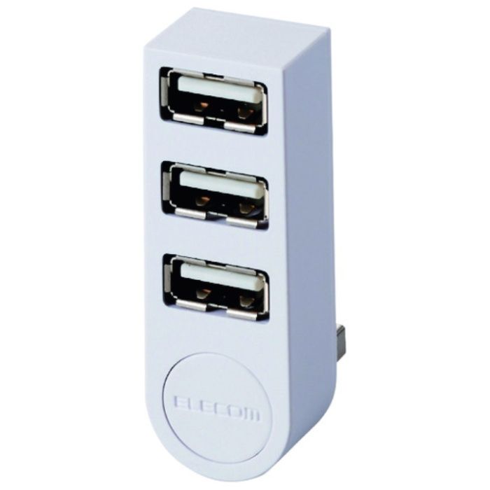 ELECOM　機能主義USBハブ　直挿し3ポート　ホワイト