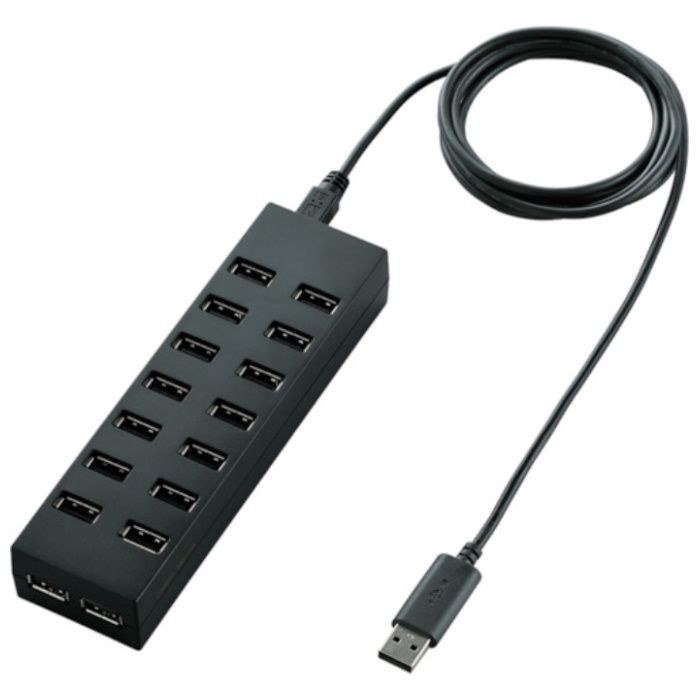 ELECOM　セルフパワー専用USB2.0ハブ　16ポート　ブラック