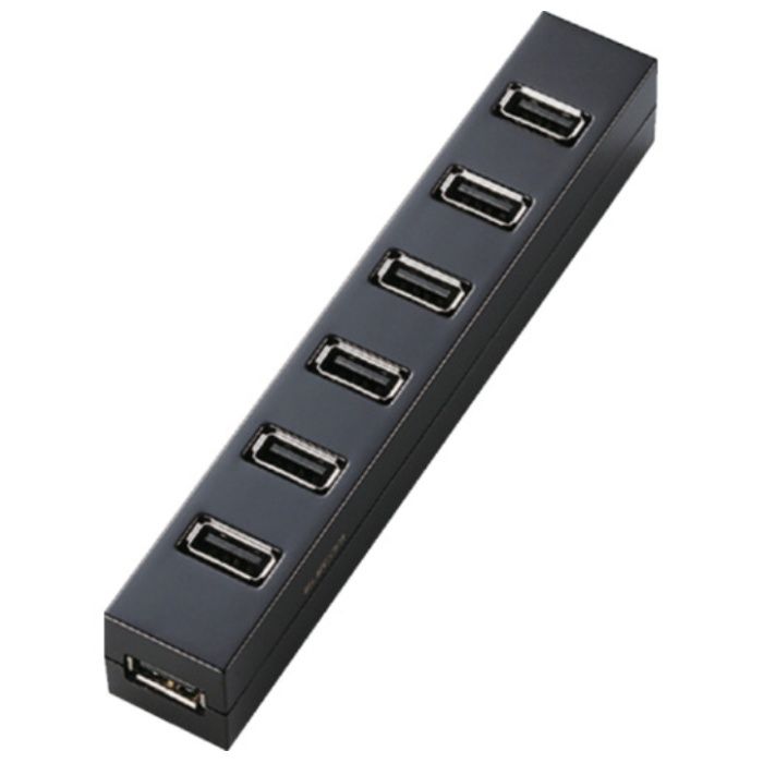 ELECOM　マグネット付セルフ&バス対応7ポートUSB2.0ハブ(ブラック)