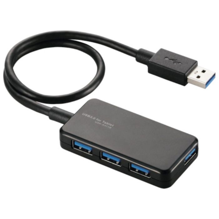 ELECOM　4ポートUSB3.0ハブ　バスパワー　タブレット向け　ブラック