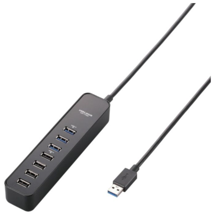 ELECOM　マグネット付きUSB3.0ポート搭載7ポートUSBハブ　ブラック