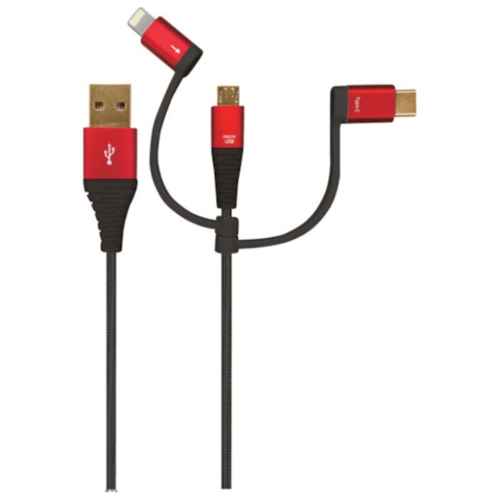 air-J　プレミアム3in1　USB充電ケーブル　2M　RD