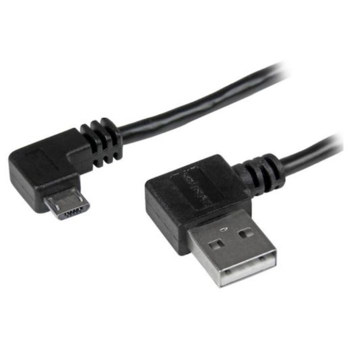 StarTech　USB　2.0ケーブル/1m/Type‐A　-　Micro-B/両側L型右コネクター/オス-オス/ブラック/マイクロB