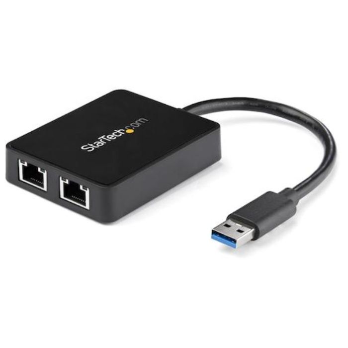 StarTech　LANアダプター/USB　3.0/2x　RJ45/10/100/1000　Mbps/ブラック