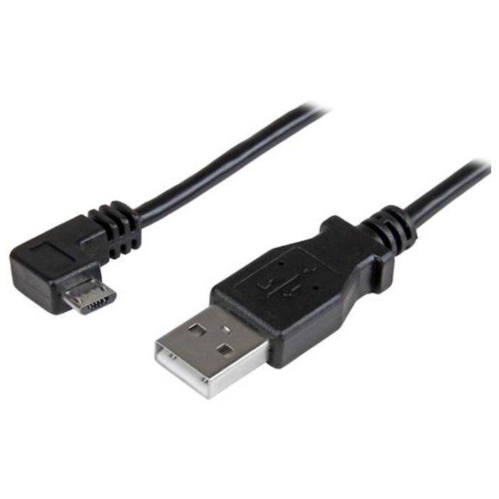 StarTech　USBケーブル/A　-　Micro-B/50cm/USB　2.0/右L型/オス・オス/BK