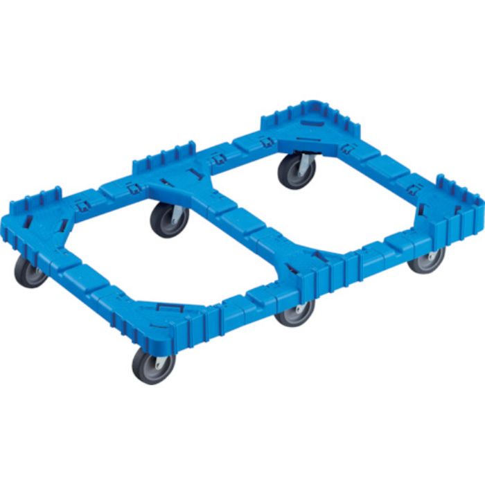 TRUSCO OCドーリー 75Lオリコン用 エラストマー車輪 6輪自在 片側ガード無し ブルー(Tcode:2446314)