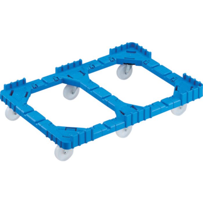 TRUSCO OCドーリー 75Lオリコン用 ナイロン車輪 6輪自在 片側ガード無し ブルー(Tcode:2446315)