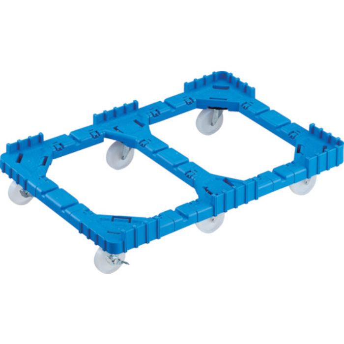 TRUSCO OCドーリー 75Lオリコン用 ナイロン車輪 6輪自在ストッパー付 片側ガード無し ブルー(Tcode:2446304)