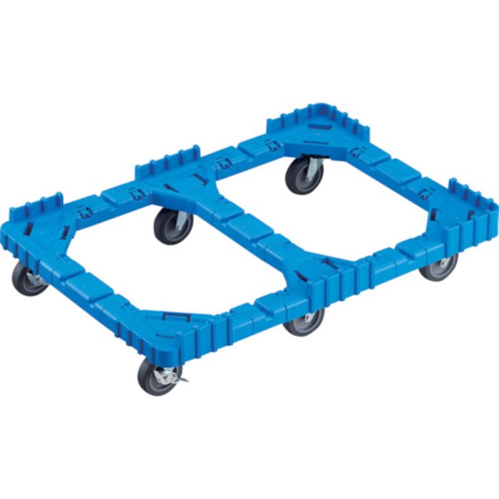 TRUSCO OCドーリー 75Lオリコン用 エラストマー車輪 6輪自在ストッパー付 片側ガード無し ブルー(Tcode:2446306)