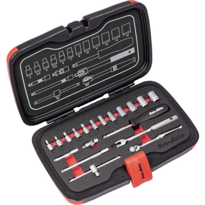 Pro-Auto 1/4DR.19PCソケットレンチセット(Tcode:2507755)