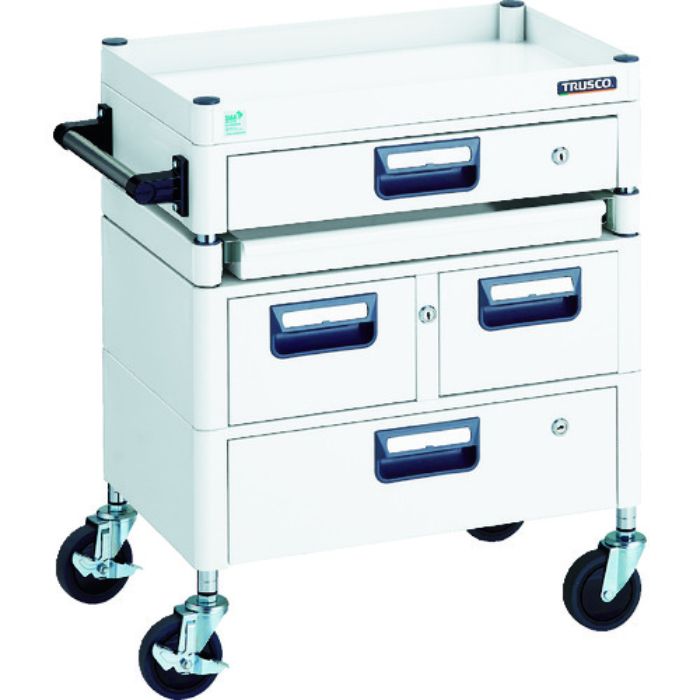 TRUSCO ツールワゴン フェニックスワゴン 省音 600X400 H740 引出付 スライド1段 ホワイト(Tcode:1146186)