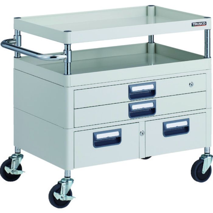 TRUSCO ツールワゴン フェニックスワゴン 抗菌 省音 750X500XH740 引出付 ホワイト(Tcode:1832706)