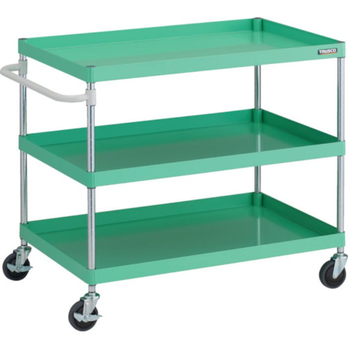 TRUSCO ツールワゴン フェニックスワゴン 抗ウィルスハンドル 省音 1000X650XH880 3段 ヤンググリーン(Tcode:2579665)