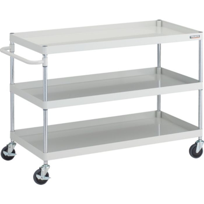 TRUSCO ツールワゴン フェニックスワゴン 抗ウィルスハンドル 省音 1200X600XH880 3段 ホワイト(Tcode:2579671)