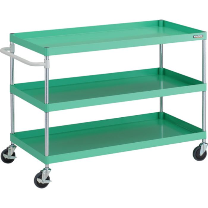TRUSCO ツールワゴン フェニックスワゴン 抗ウィルスハンドル 省音 1200X600XH880 3段 ヤンググリーン(Tcode:2579668)