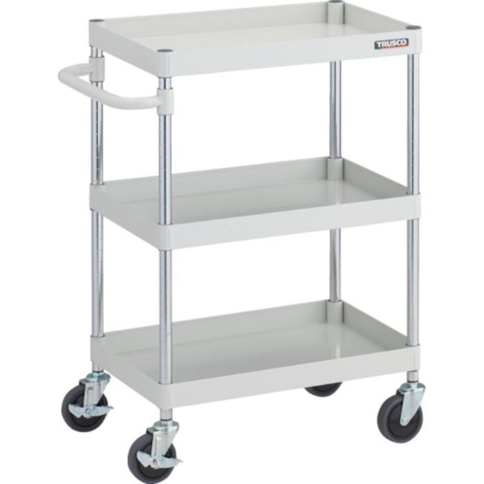 TRUSCO ツールワゴン フェニックスワゴン 抗ウィルスハンドル 省音 600X400XH880 3段 ホワイト(Tcode:2579675)