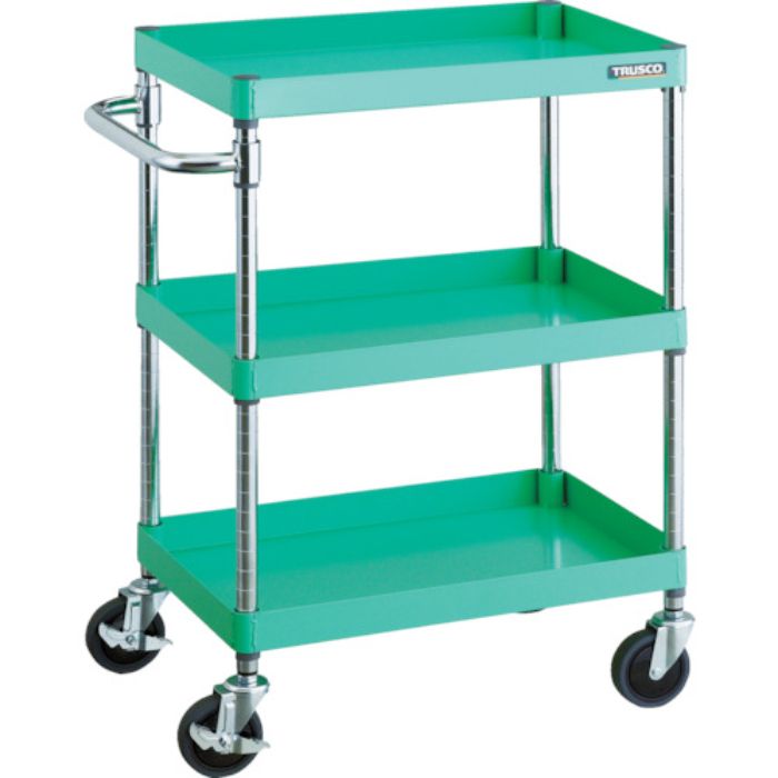 TRUSCO ツールワゴン フェニックスワゴン 省音 600X400XH880 3段 ヤンググリーン(Tcode:4884418)