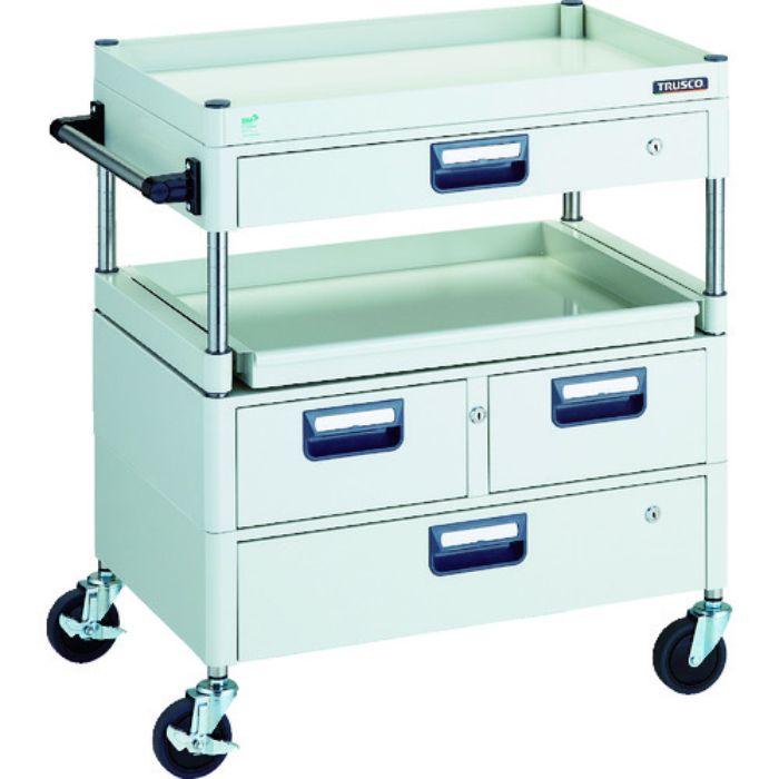 TRUSCO ツールワゴン フェニックスワゴン 省音 750X500 H880 引出付 スライド1段 ホワイト(Tcode:1146193)