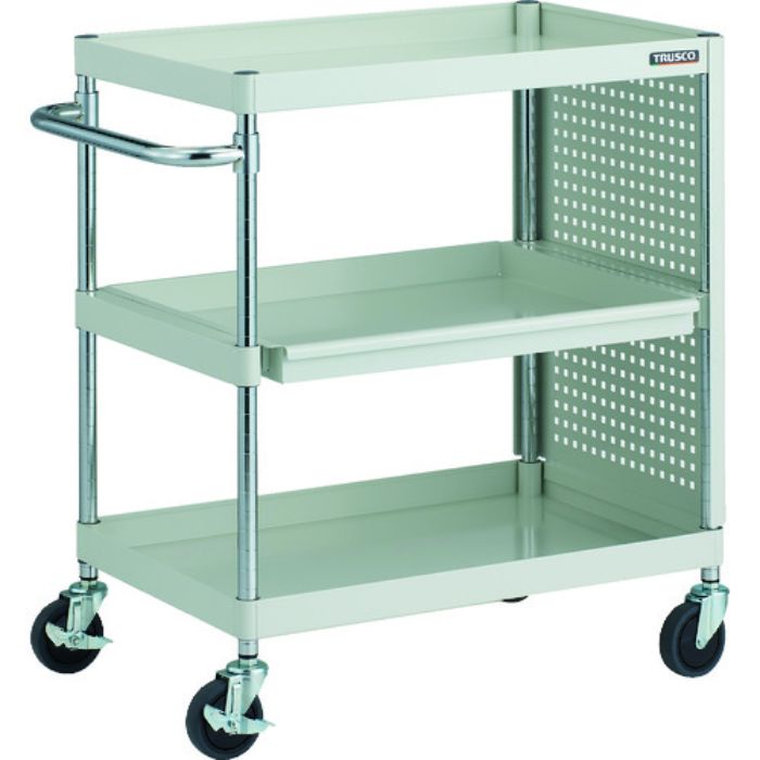 TRUSCO ツールワゴン フェニックスワゴン 抗菌 省音 750X500 スライド1段 側面パネル付 ホワイト(Tcode:1832716)