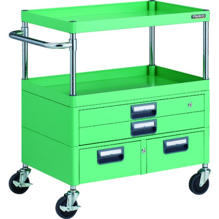 TRUSCO ツールワゴン フェニックスワゴン 抗菌 省音 750X500XH880 引出付 ヤンググリーン(Tcode:1832711)
