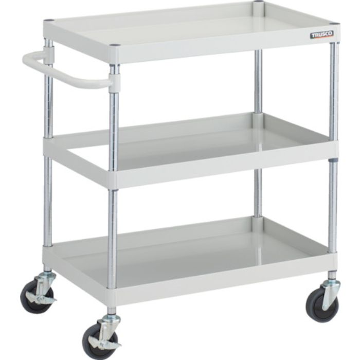 TRUSCO ツールワゴン フェニックスワゴン 抗ウィルスハンドル 省音 750X500XH880 3段 ホワイト(Tcode:2579664)