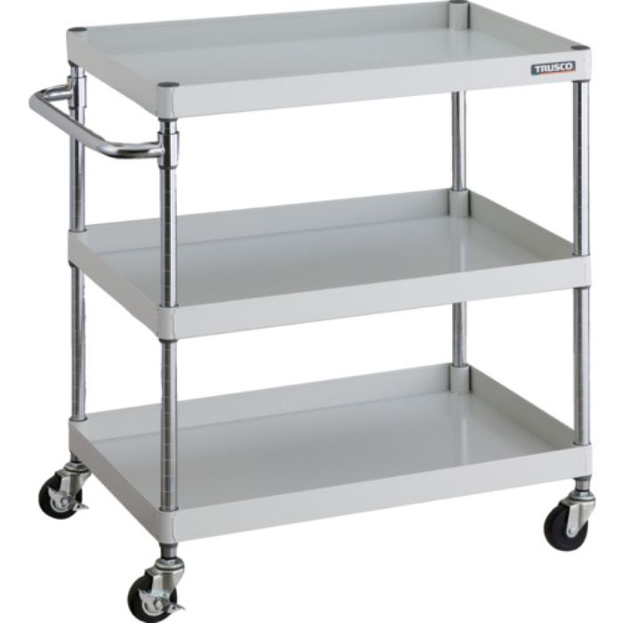 TRUSCO ツールワゴン フェニックスワゴン  750X500 3段 Φ75ゴム車輪 ホワイト(Tcode:4884825)