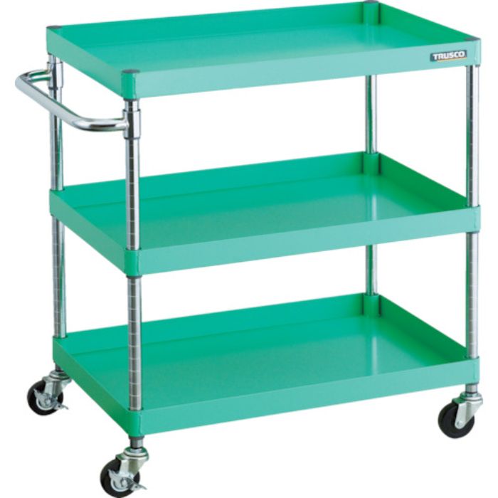 TRUSCO ツールワゴン フェニックスワゴン  750X500 3段 Φ75ゴム車輪 ヤンググリーン(Tcode:4884833)