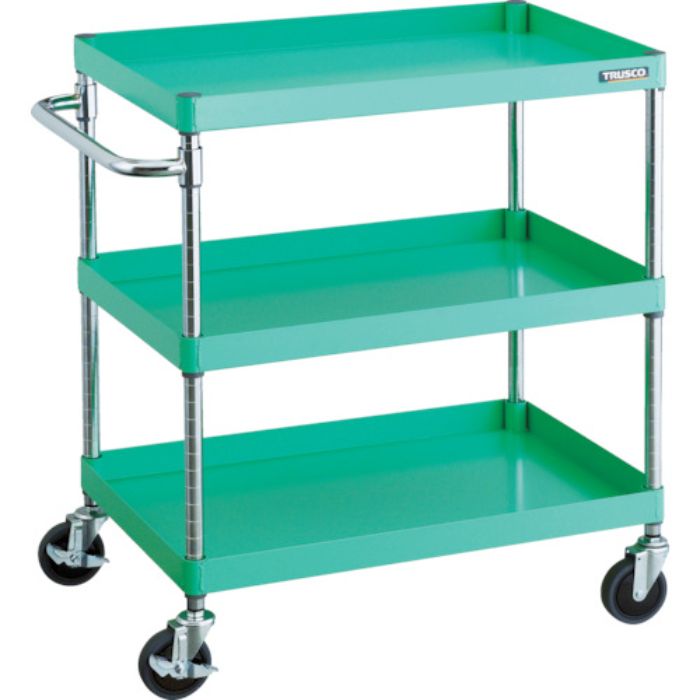 TRUSCO ツールワゴン フェニックスワゴン 省音 750X500XH880 3段 ヤンググリーン(Tcode:4885015)