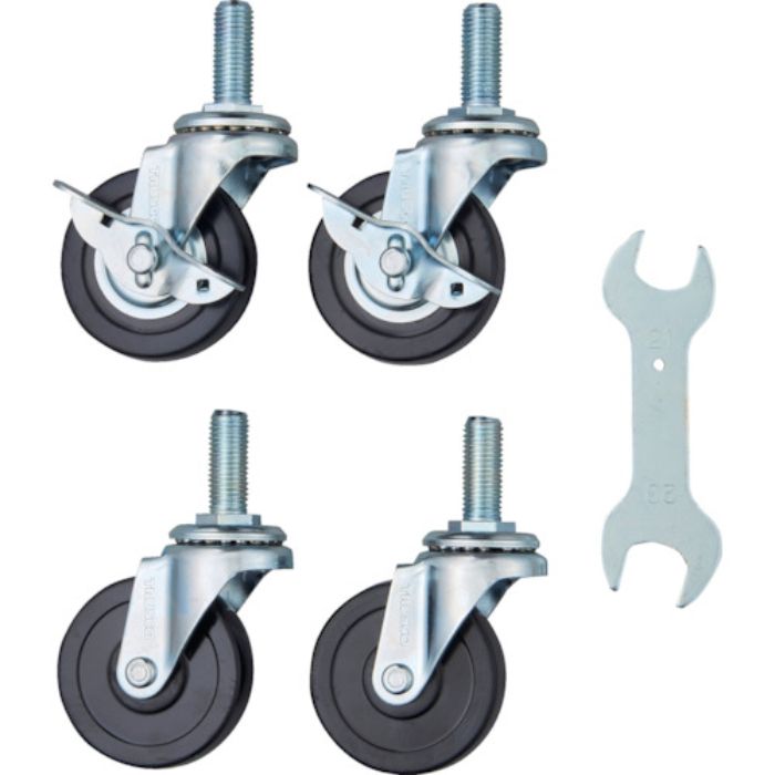 TRUSCO スチール製ワゴン用キャスターセット ツールワゴン フェニックスワゴン用 75Φ ゴム エコノミータイプ(Tcode:4940016)