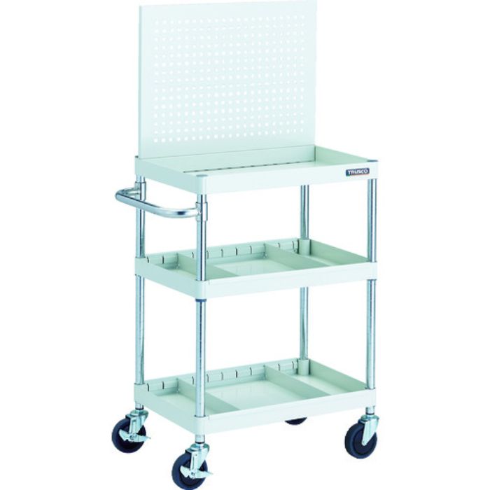 TRUSCO ツールワゴン フェニックスワゴン 省音 600X400 仕切2段付 上部パンチングパネル仕様 ホワイト(Tcode:1163435)