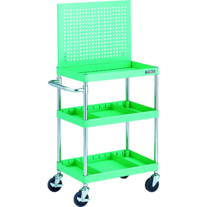 TRUSCO ツールワゴン フェニックスワゴン 省音 600X400 仕切2段付 上部パンチングパネル仕様 ヤンググリーン(Tcode:1163436)