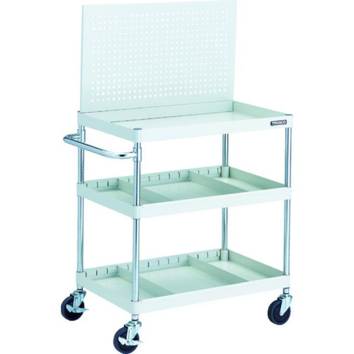 TRUSCO ツールワゴン フェニックスワゴン 省音 750X500 仕切2段付 上部パンチングパネル仕様 ホワイト(Tcode:1163437)
