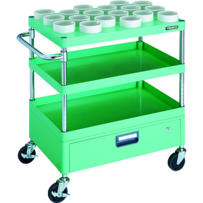 TRUSCO ツールワゴン フェニックスワゴン 750X500 1段引出付 HSK100A ヤンググリーン(Tcode:1148335)
