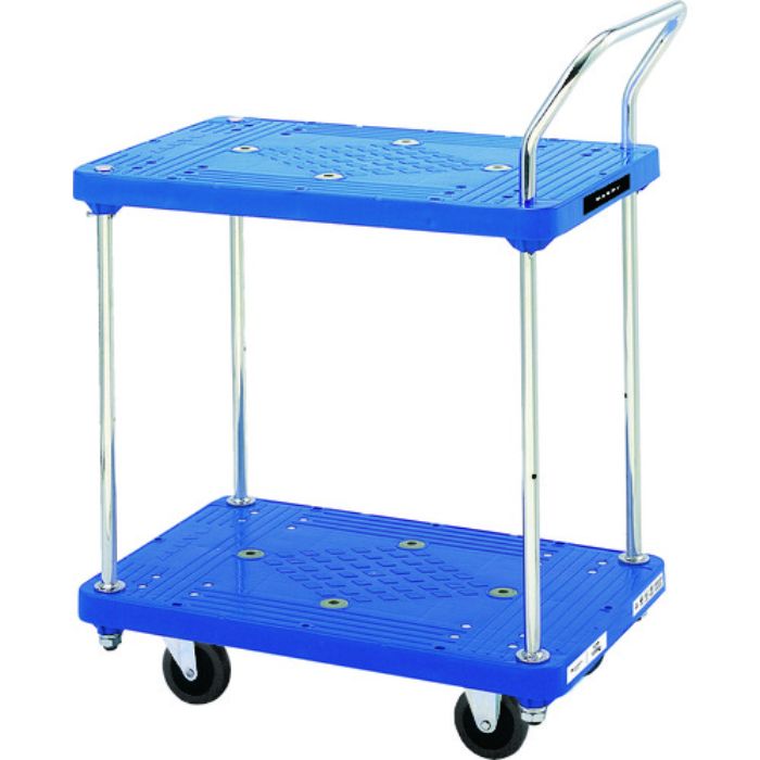 ダンディ プラスチック台車 ダンディPシリーズ タイプPL 2段テーブル片ハンドル式 W720×D465(Tcode:2082336)