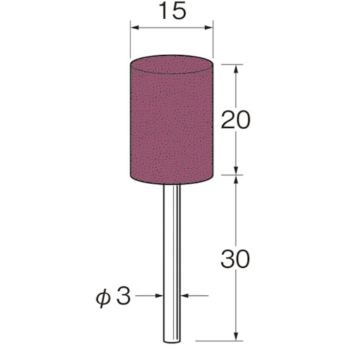 リューター 軸付セラミックゴム砥石(金属研磨用)外径(mm):15粒度(#):80(Tcode:1285101)