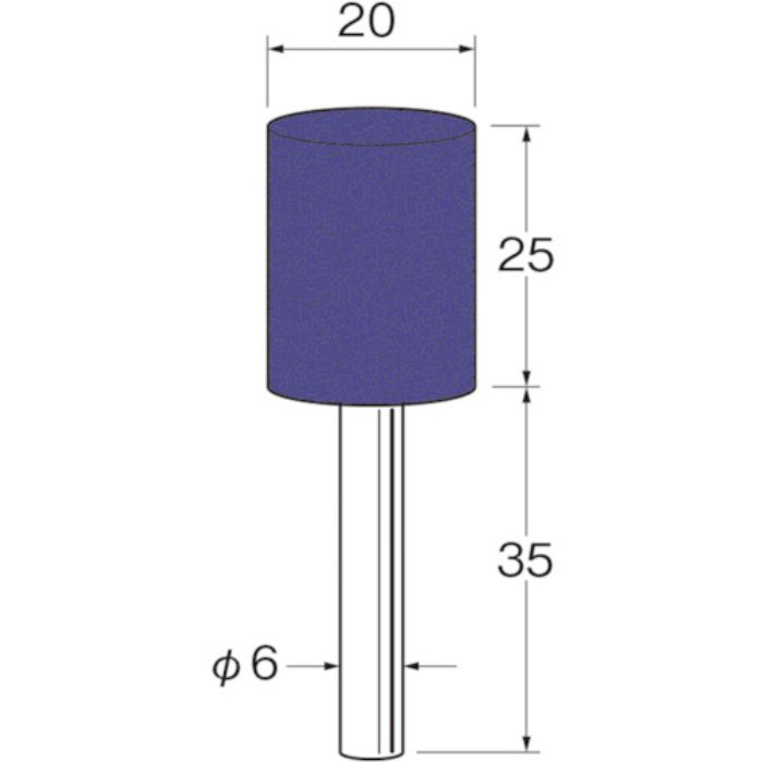 リューター 軸付セラミックゴム砥石(金属研磨用)外径(mm):20粒度(#):320(Tcode:1283214)