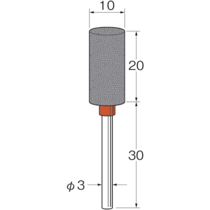 リューター 軸付セラミックゴム砥石(金属研削用)外径(mm):10粒度(#):80(Tcode:1282029)