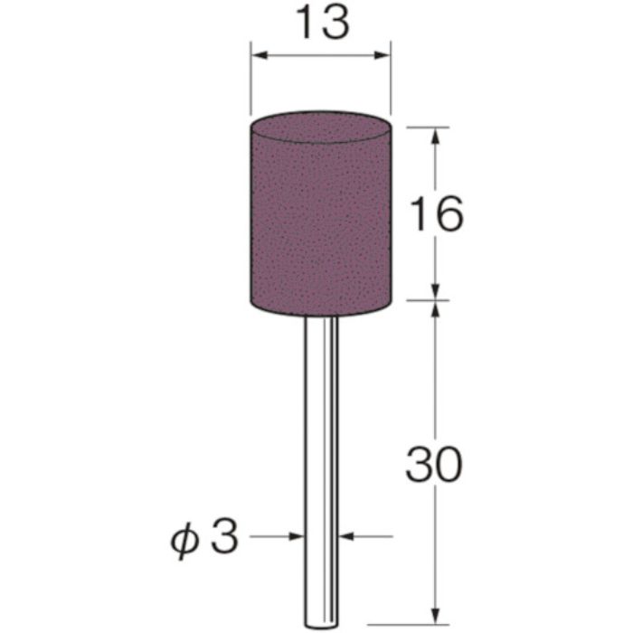 リューター 軸付グリーンカーボランダムゴム砥石外径(mm):13粒度(#):46(Tcode:1282681)