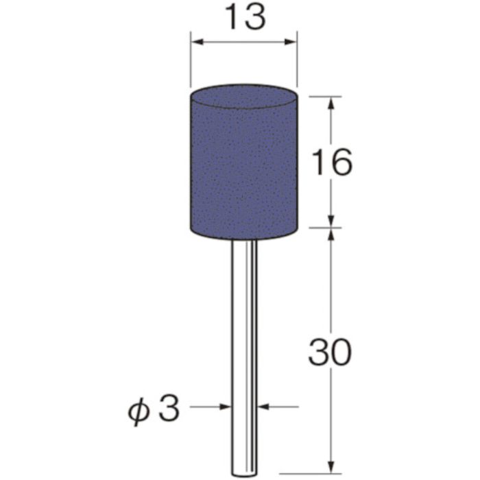 リューター 軸付グリーンカーボランダムゴム砥石外径(mm):13粒度(#):90(Tcode:1282978)