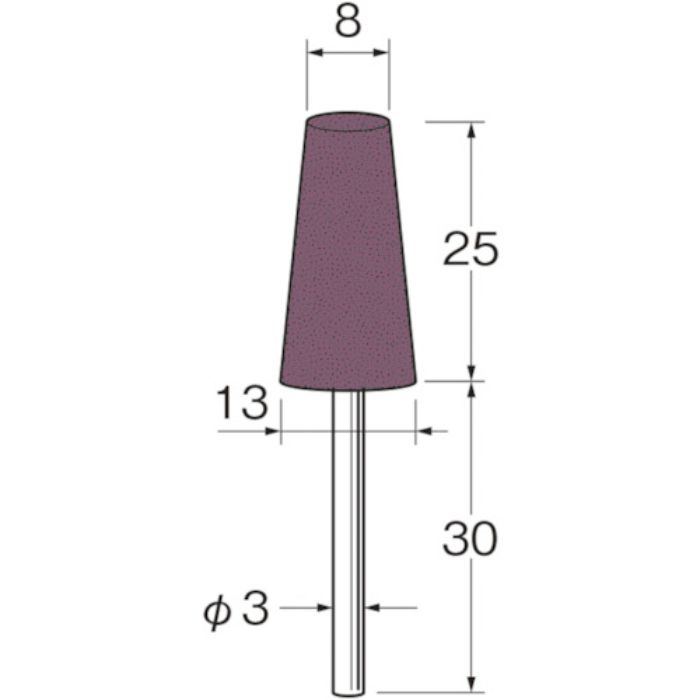 リューター 軸付グリーンカーボランダムゴム砥石外径(mm):8粒度(#):46(Tcode:1282075)