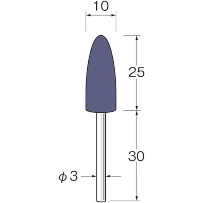 リューター 軸付グリーンカーボランダムゴム砥石外径(mm):10粒度(#):90(Tcode:1282480)
