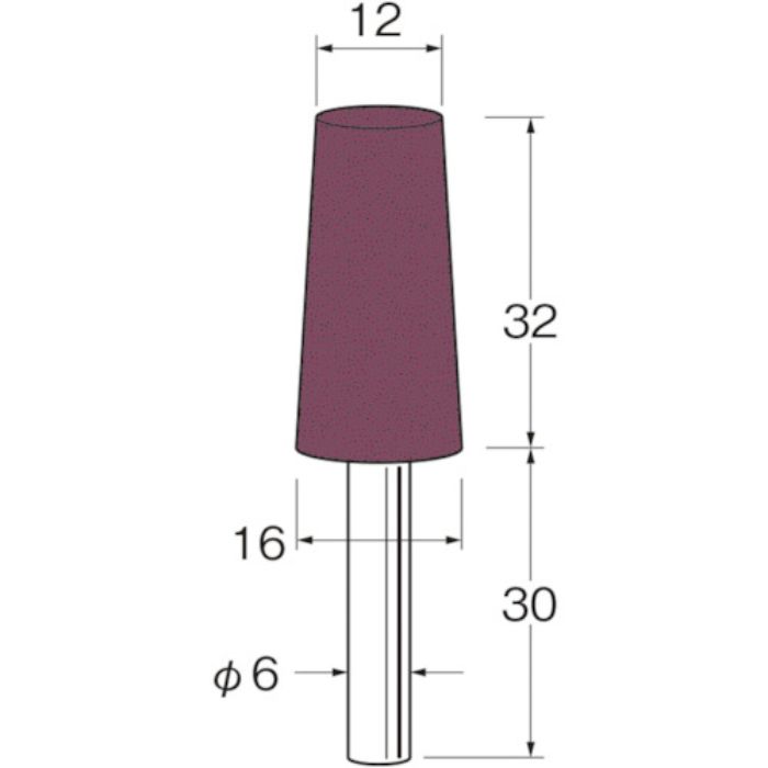 リューター 軸付グリーンカーボランダムゴム砥石外径(mm):12粒度(#):46(Tcode:1282021)