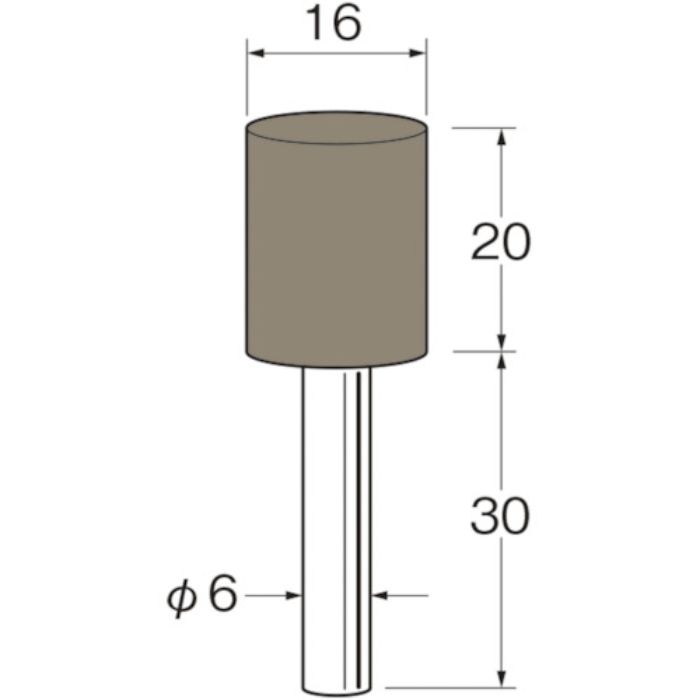 リューター 軸付弾性砥石(UB砥石)外径(mm):16粒度(#):90(Tcode:1283862)