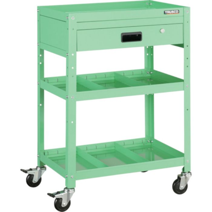 TRUSCO ツールワゴン ラビットワゴン 600X400 引出1段 仕切2段付 ヤンググリーン(Tcode:3663680)